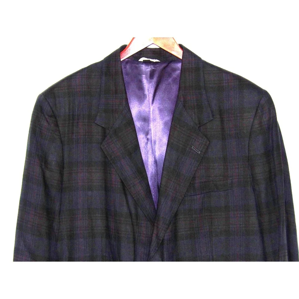 Banana Republic 100% Linen 3 Button Plaid Vintage Blazer Men's XL